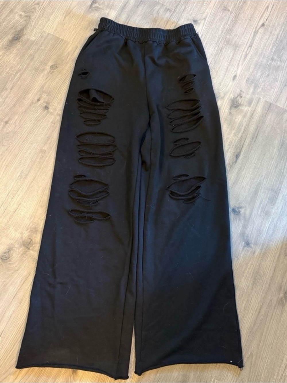 Black Distressed Women's Pants